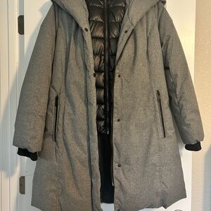 Kenneth Cole New York Long Puffer Jacket Grey Black